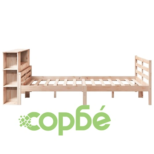 Масивно дървено легло с етажерка за книги от бор, 160x200 см, без матрак ➤ топ цена ➤ sorbe.bg