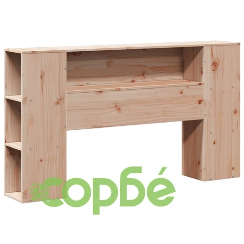 Масивно дървено легло с етажерка за книги от бор, 160x200 см, без матрак ➤ топ цена ➤ sorbe.bg