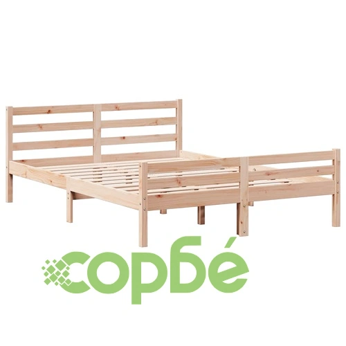 Масивно дървено легло с етажерка за книги от бор, 160x200 см, без матрак ➤ топ цена ➤ sorbe.bg