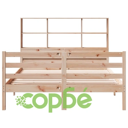 Легло от масив бор с етажерка за книги, 140x190 см, без матрак ➤ топ цена ➤ sorbe.bg