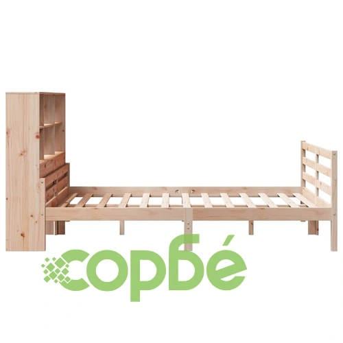 Легло от масив бор с етажерка за книги, 140x190 см, без матрак ➤ топ цена ➤ sorbe.bg