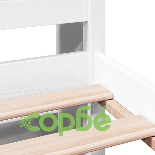 Легло от масивен бор с етажерка за книги, 135x190 см, бяло ➤ топ цена ➤ sorbe.bg