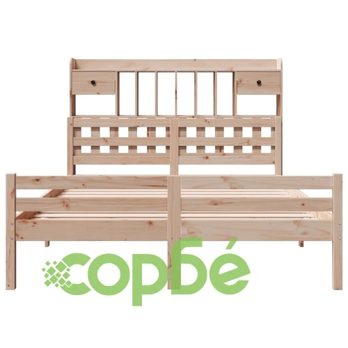 Легло от масивен бор с етажерка за книги, 140x190 см, без матрак ➤ топ цена ➤ sorbe.bg