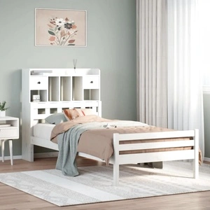 Легло от масивен бор с етажерка за книги, 100x200 см, без матрак