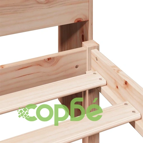 Легло с рафтове за книги от масивен бор, без матрак 90x190 см ➤ топ цена ➤ sorbe.bg