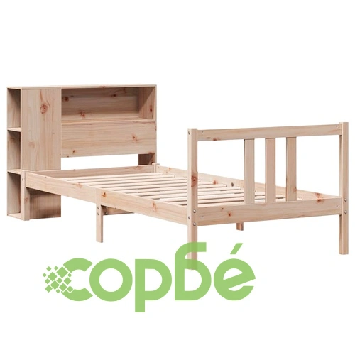 Легло с рафтове за книги от масивен бор, без матрак 90x190 см ➤ топ цена ➤ sorbe.bg