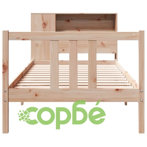 Легло с рафтове за книги от масивен бор, без матрак 90x190 см ➤ топ цена ➤ sorbe.bg