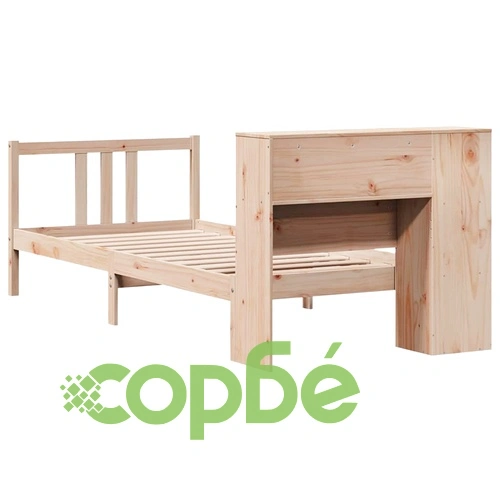 Легло с рафтове за книги от масивен бор, без матрак 90x190 см ➤ топ цена ➤ sorbe.bg