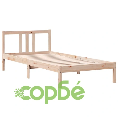 Легло с рафтове за книги от масивен бор, без матрак 90x190 см ➤ топ цена ➤ sorbe.bg