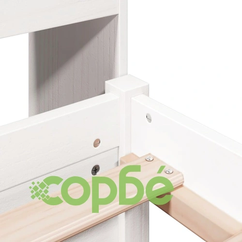 Легло от масивен бор с етажерка за книги, 140x190 см, бяло ➤ топ цена ➤ sorbe.bg