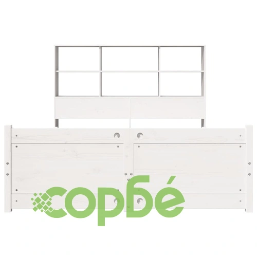 Легло от масивна борова дървесина с етажерка за книги, 160x200 см, бяло ➤ топ цена ➤ sorbe.bg