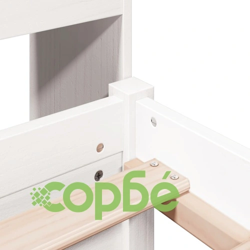 Легло от масивна борова дървесина с етажерка за книги, 160x200 см, бяло ➤ топ цена ➤ sorbe.bg