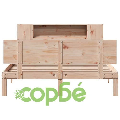 Масивно дървено легло с етажерка за книги, 160x200 см, бор ➤ топ цена ➤ sorbe.bg