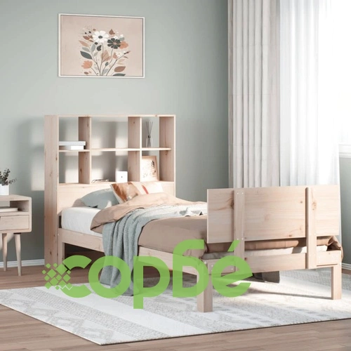 Легло от масивна борова дървесина с рафтове за книги, 75x190 см, без матрак ➤ топ цена ➤ sorbe.bg