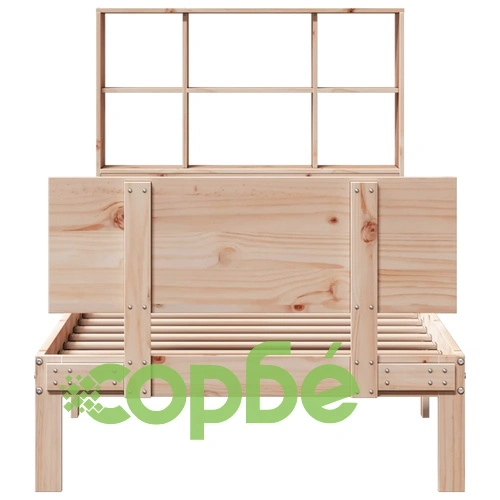 Легло от масивна борова дървесина с рафтове за книги, 75x190 см, без матрак ➤ топ цена ➤ sorbe.bg