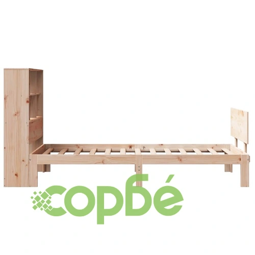 Легло от масивна борова дървесина с рафтове за книги, 75x190 см, без матрак ➤ топ цена ➤ sorbe.bg