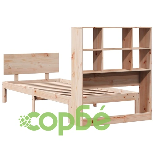 Легло от масивна борова дървесина с рафтове за книги, 75x190 см, без матрак ➤ топ цена ➤ sorbe.bg