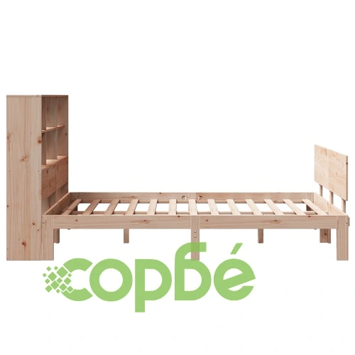 Легло от масивен бор с етажерка за книги, 140x190 см, без матрак ➤ топ цена ➤ sorbe.bg