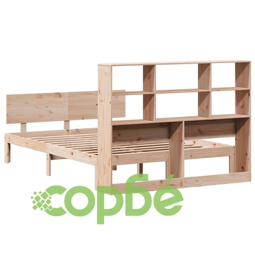 Легло от масивен бор с етажерка за книги, 140x190 см, без матрак ➤ топ цена ➤ sorbe.bg