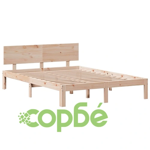 Легло от масивен бор с етажерка за книги, 140x190 см, без матрак ➤ топ цена ➤ sorbe.bg