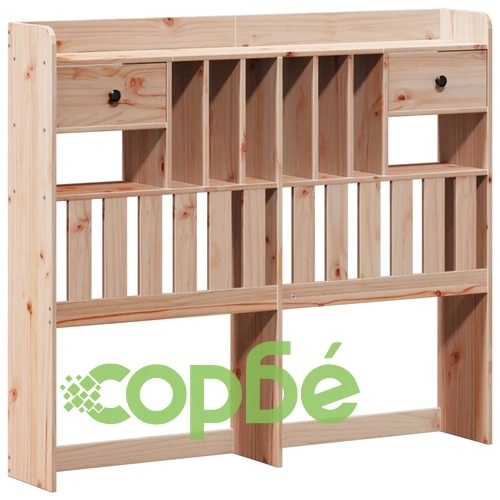 Легло с табла-етажерка за книги, без матрак, 135x190 см, бор масив ➤ топ цена ➤ sorbe.bg