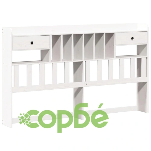 Масивно дървено легло с етажерка за книги, бор, 200x200 см, без матрак ➤ топ цена ➤ sorbe.bg