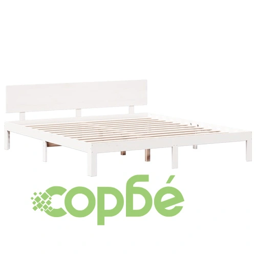 Масивно дървено легло с етажерка за книги, бор, 200x200 см, без матрак ➤ топ цена ➤ sorbe.bg