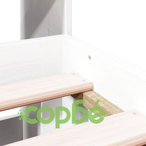 Масивно дървено легло с етажерка за книги, бор, 200x200 см, без матрак ➤ топ цена ➤ sorbe.bg