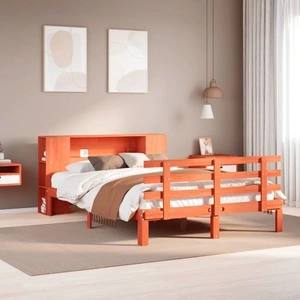 Легло от масивен бор с етажерка за книги, 135x190 см, без матрак