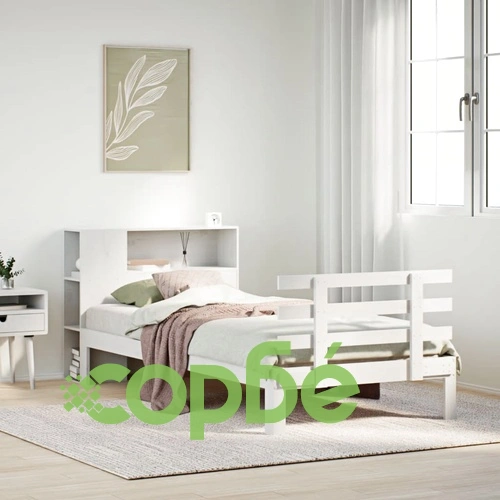 Легло от масивен бор с етажерка за книги, 100x200 см, без матрак ➤ топ цена ➤ sorbe.bg