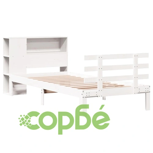 Легло от масивен бор с етажерка за книги, 100x200 см, без матрак ➤ топ цена ➤ sorbe.bg