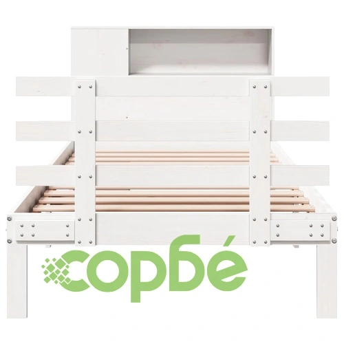 Легло от масивен бор с етажерка за книги, 100x200 см, без матрак ➤ топ цена ➤ sorbe.bg