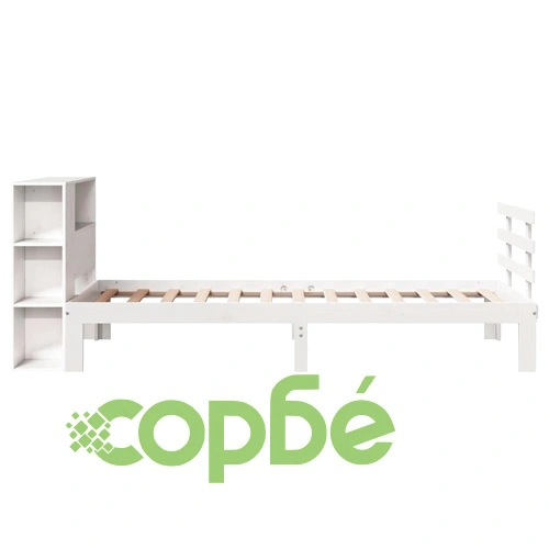 Легло от масивен бор с етажерка за книги, 100x200 см, без матрак ➤ топ цена ➤ sorbe.bg