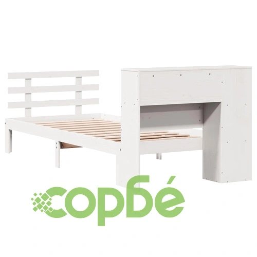 Легло от масивен бор с етажерка за книги, 100x200 см, без матрак ➤ топ цена ➤ sorbe.bg