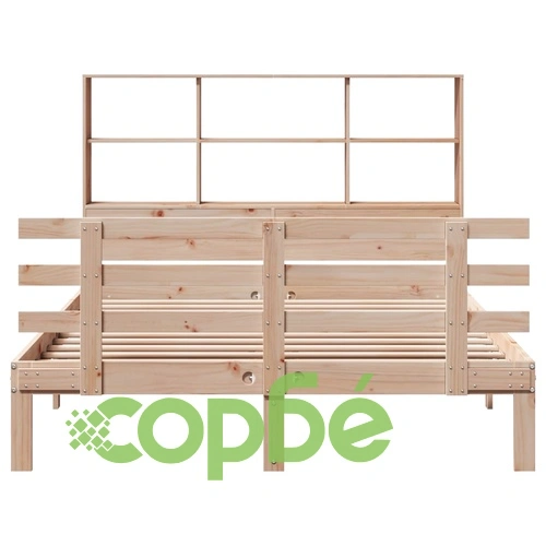 Легло от масивен бор с етажерка за книги, 140x190 см, без матрак ➤ топ цена ➤ sorbe.bg