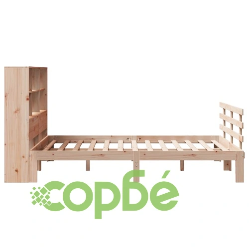 Легло от масивен бор с етажерка за книги, 140x190 см, без матрак ➤ топ цена ➤ sorbe.bg