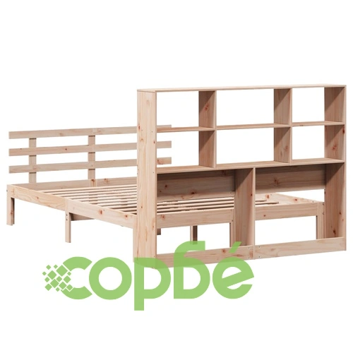 Легло от масивен бор с етажерка за книги, 140x190 см, без матрак ➤ топ цена ➤ sorbe.bg