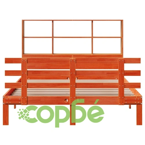 Легло от масив бор с етажерка за книги, 140x190 см, без матрак ➤ топ цена ➤ sorbe.bg