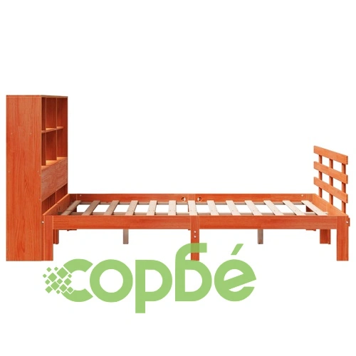 Легло от масив бор с етажерка за книги, 140x190 см, без матрак ➤ топ цена ➤ sorbe.bg