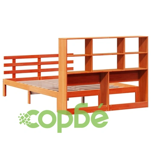 Легло от масив бор с етажерка за книги, 140x190 см, без матрак ➤ топ цена ➤ sorbe.bg