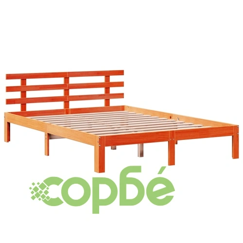 Легло от масив бор с етажерка за книги, 140x190 см, без матрак ➤ топ цена ➤ sorbe.bg