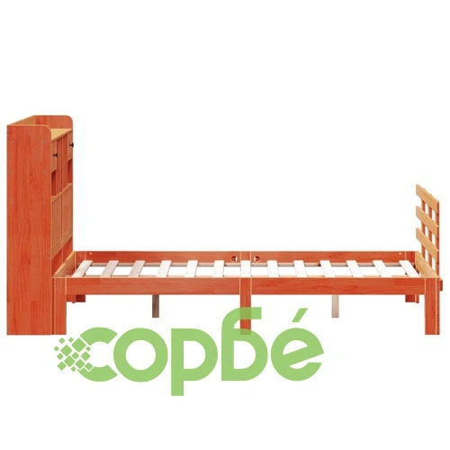 Легло от масив бор с етажерка за книги, 135x190 см, восъчнокафяв цвят ➤ топ цена ➤ sorbe.bg