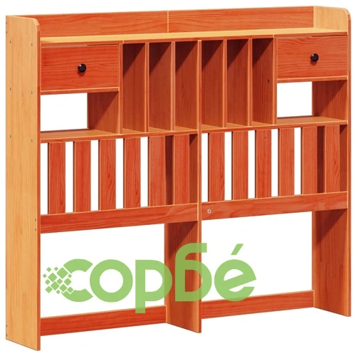 Легло от масив бор с етажерка за книги, 135x190 см, восъчнокафяв цвят ➤ топ цена ➤ sorbe.bg