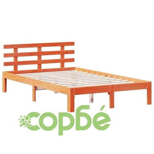 Легло от масив бор с етажерка за книги, 135x190 см, восъчнокафяв цвят ➤ топ цена ➤ sorbe.bg