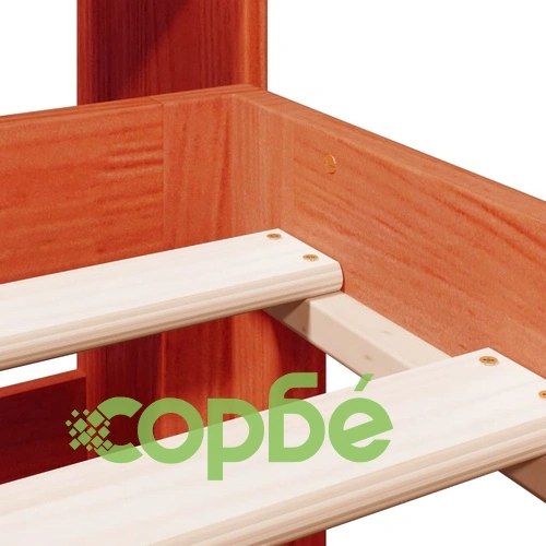 Легло от масив бор с етажерка за книги, 135x190 см, восъчнокафяв цвят ➤ топ цена ➤ sorbe.bg