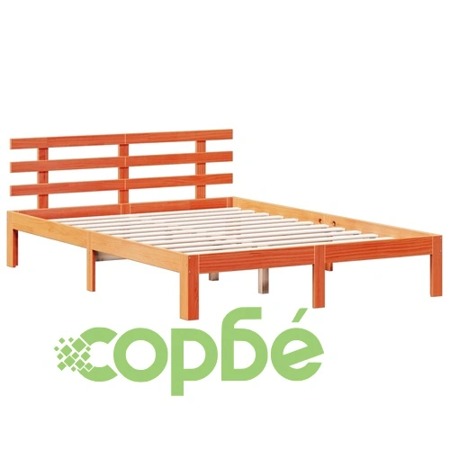 Легло от масивна борова дървесина с етажерка за книги, 160x200 см, без матрак ➤ топ цена ➤ sorbe.bg