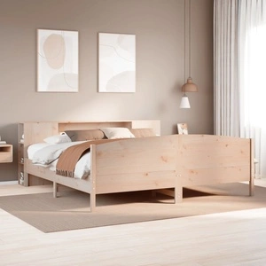 Легло с етажерка за книги, без матрак, 200x200 см, бор масив