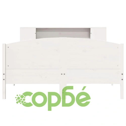 Легло от масивен бор с етажерка за книги, 120x190 см, бяло ➤ топ цена ➤ sorbe.bg