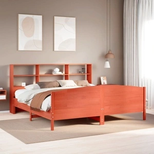 Легло от масивен бор с етажерка за книги, 180x200 см, без матрак