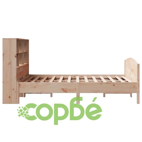 Легло от масивен бор с етажерка за книги, 140x200 см, без матрак ➤ топ цена ➤ sorbe.bg